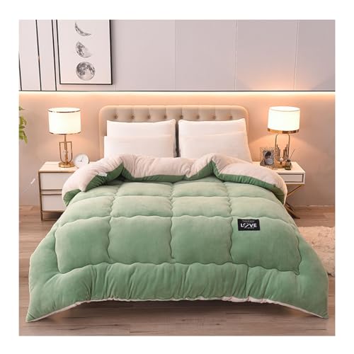 Uziqueif Winterbettdecke, Super warm Lamm-Steppdecke, 2,5-5 kg Winter-Decke Doppelseitige Fleece-Steppdecke, Verdickt Warm Plüsch-Decke Einfarbig Daunendecke,Green a,180×220cm(4kg) von Uziqueif