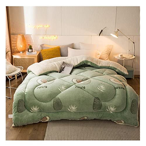 Uziqueif Winterbettdecke, Super warm Lamm-Steppdecke, 2,5-5 kg Winter-Decke Doppelseitige Fleece-Steppdecke, Verdickt Warm Plüsch-Decke Einfarbig Daunendecke,Green b,150×200cm(2.5kg) von Uziqueif