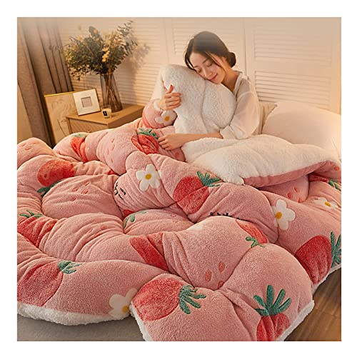 Uziqueif Winterbettdecke, Super warm Lamm-Steppdecke, 2,5-5 kg Winter-Decke Doppelseitige Fleece-Steppdecke, Verdickt Warm Plüsch-Decke Einfarbig Daunendecke,Rosa,150×200cm(2.5kg) von Uziqueif