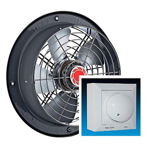 Uzman RAF 250mm Wandventilator inkl. DREHZAHLREGLER. Wand/Fenster Ventilator Lüfter/Gebläse Küchenventilator Einbauventilator Zuluft, Abluft Ventilator von Uzman-Versand