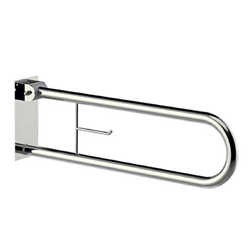 Uzman-Versand, Premium Edelstahl 304 Stützklappgriff mit Toilettenpapierhalter, Aufstehhilfe Griffstange WC Bad Toiletten Wand Klappgriff Stützgriff Haltegriff (Stützhaltegriff) von Uzman-Versand