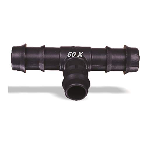50X 16 mm Dreiwege T-Form für Tropfschlauch (16mm T-Form) T-Stück Schlauchverbinder Bewässerungsschlauch Gartenbewässerung Gartenschlauch von Uzman