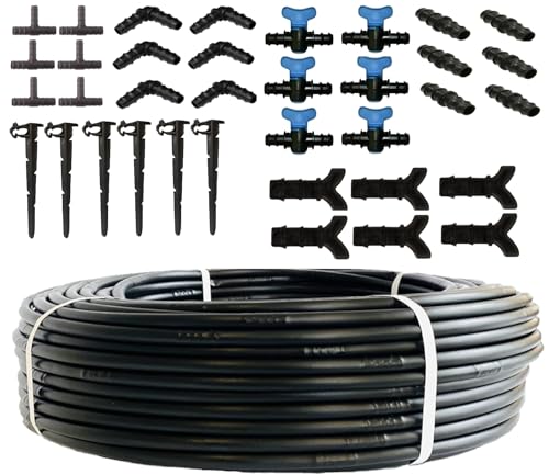 UZMAN Bewässerungssystem Tropfschlauch bewässerung Perlschlauch Tropfrohr 16 mm Gartenbewässerung Gartenschlauch (100 Meter + 36 Set) von Uzman