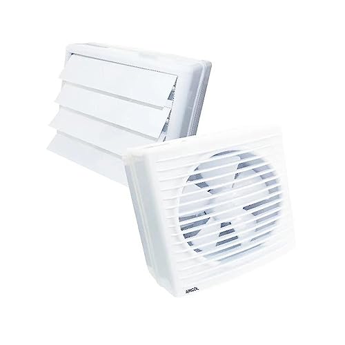 Uzman AIRCO-150 Wandlüfter, Wand Fenster Ventilator, Badlüfter mit elektrischer Verschlussklappe, Lüfter Gebläse, Axial Wandgebläse Badlüfter 21x21x5, mit Verschlussklappe von Uzman