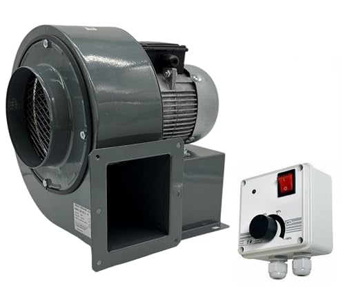 Uzman-Versand OBR-200M Radialgebläse mit 400 Watt Industrie-Drehzahlregler, Radial Zentrifugalventilator Saugventilator Radiallüfter Ventilator Gebläse Kühlung Radialventilator Wandventilator von Uzman