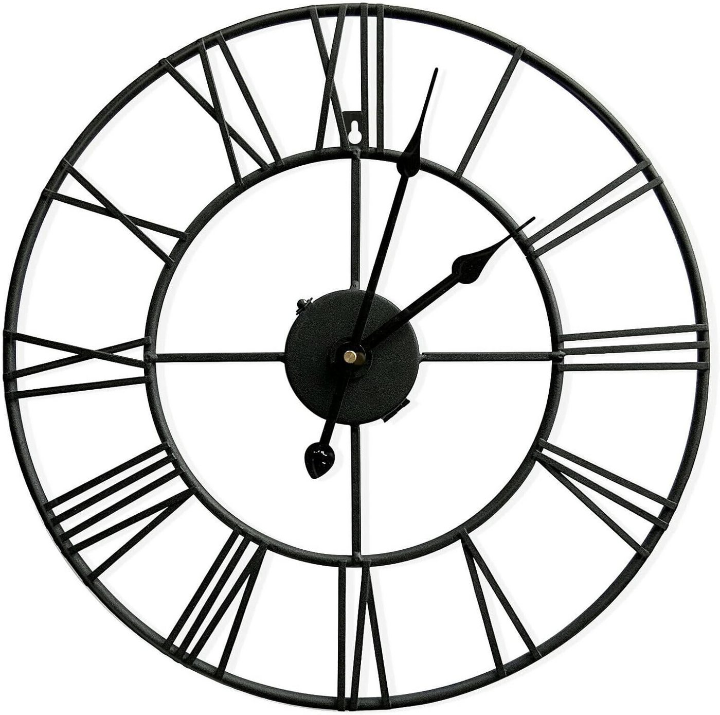 Uzman Wanduhr Schwarze Metall Wanduhr 40cm Industrial-Design ohne Tickgeräusche (Kein Ticken – absolute Ruhe) von Uzman