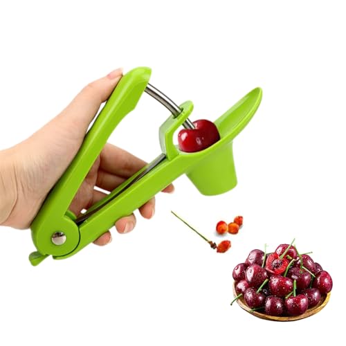 1 Pcs Kirschentkerner,Kirschkernentferner,Cherry Pitter,Obstentkerner,Edelstahl Entkerner Kirschen,Hand Fruit Entkernen,Tragbar Kirschentkernen Werkzeug,für Obst,Kirsche Obstbeere (Grün) von Uzndq