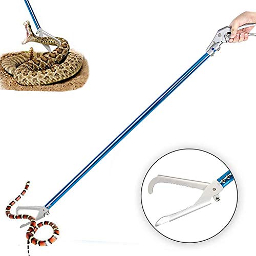 Cheetong 152,4 cm Professional Robustem Legierung Schlange Tong Reptile Grabber Rattle Snake Catcher Breit Kiefer Handhabung Werkzeug mit Schloss und Komfortablen Griff (mit Schlange Tasche), Blau von V-CHEETONG