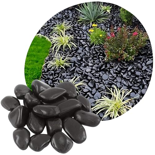 V-PREMIUM SOLUTION - Polierten Schwarzen Kieselsteine 3-5 cm - Dekorativ Stein - Gartendeko - Dekostein - Natürliche Gartendekoration aus Meeresboden - Glatte Oberfläche - Kieselsteine von V-PREMIUM SOLUTION