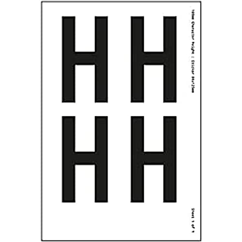Ein Buchstabenbogen – H – 9 mm Zeichenhöhe – 300 x 200 mm – selbstklebendes Vinyl von V Safety