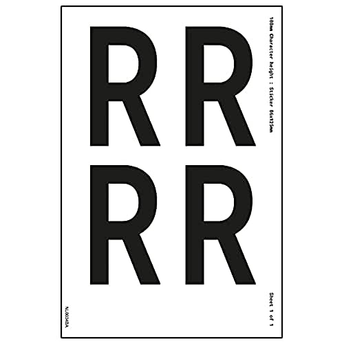Ein Buchstabenbogen – R – 108 mm Zeichenhöhe – 300 x 200 mm – selbstklebendes Vinyl von V Safety