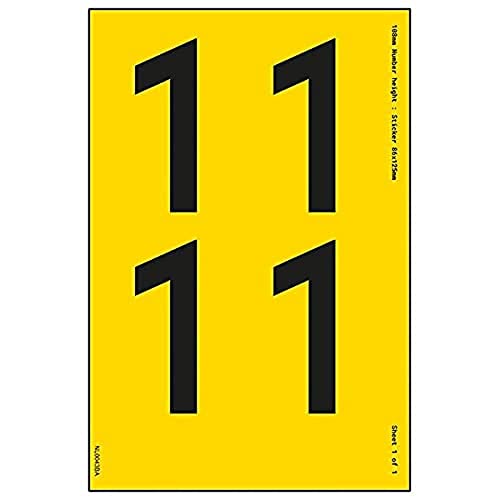 Ein Nummernblatt – 1 – 76 mm Höhe – 300 x 200 mm – gelbes selbstklebendes Vinyl von V Safety