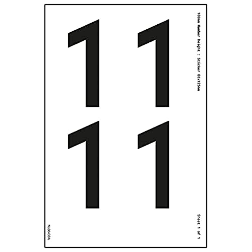 Ein Zahlenblatt – 1 – 13 mm Zahlenhöhe – 300 x 200 mm – selbstklebendes Vinyl von V Safety