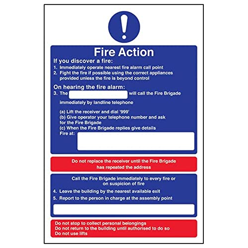 Fire Action – General Fire Action Suspicious Fire – 150 x 200 mm, wiederklebbares Sicherheitsschild von V Safety