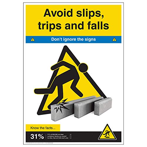Poster VSafety Don't Ignore – Vermeiden Sie Ausrutschen und Falls, A2, 420 x 594 mm – Premium Poster von V Safety