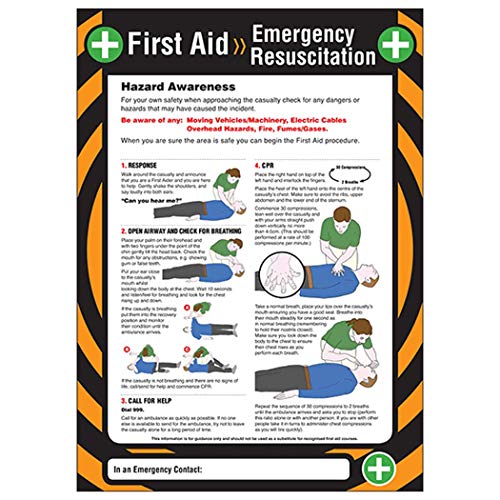 Poster VSafety First Aid - Notfall-Wiederbelebung, A2, 594 x 420 mm, strapazierfähig von V Safety