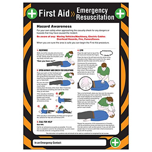 Poster VSafety First Aid - Notfall-Wiederbelebung, A2, 594 x 420 mm, strapazierfähig Poster VSafety First Aid - Notfall-Wiederbelebung, A2, 594 x 420 mm, strapazierfähig von VSafety