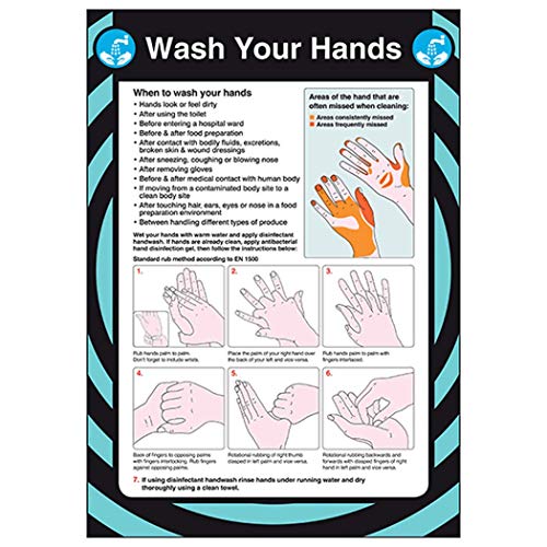 Poster VSafety First Aid – Wash Your Hands A2 – 420 x 594 mm – Standard von V Safety