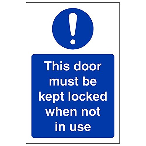 Schild "VSafety "Door must be kept Locked When Not In Use", 3 Stück, 100mm x 150mm, 3 von VSafety