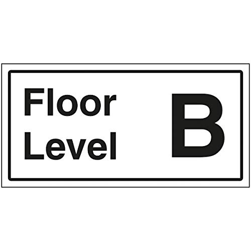 Schild"VSafety Floor Level B", 300 x 150 mm, 3 mm, gebürstetes Aluminium von V Safety