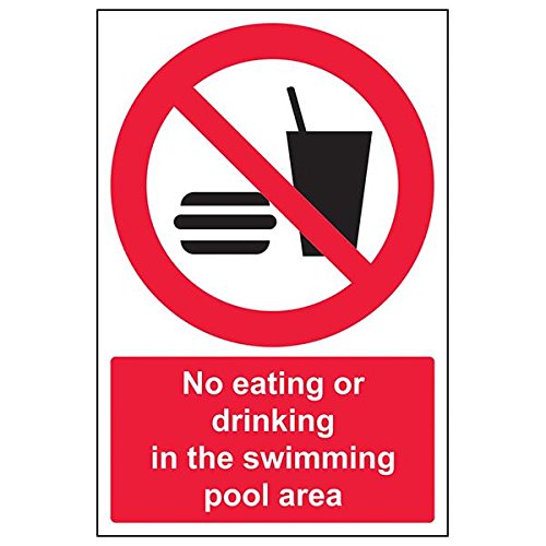 Schild mit Aufschrift „No Eating/Drinking In Swimming Pool Area“, 3 Stück, 200mm x 300mm, 3 von VSafety