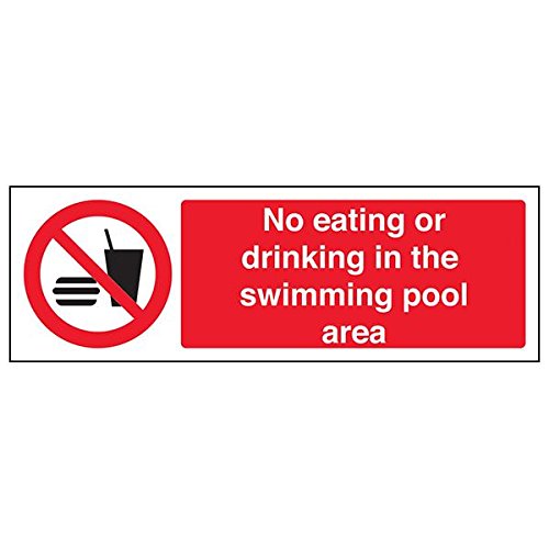 Schild mit Aufschrift „No Eating/Drinking In Swimming Pool Area“, 3 Stück, 300mm x 100mm, 3 von VSafety