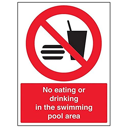 Schild mit Aufschrift „No Eating/Drinking In Swimming Pool Area“, 3 Stück, 300mm x 400mm, 3 von V Safety