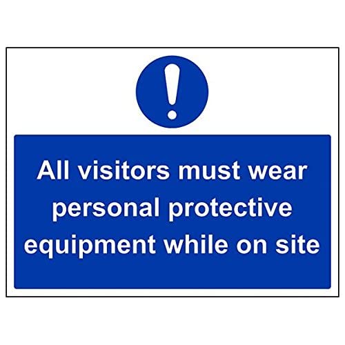 Schild mit Aufschrift "All Visitors Must Wear PPE While On Site", 3 Stück, 400mm x 300mm, 3 von V Safety