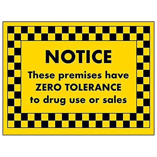 Schild mit Aufschrift Safety DP037AR-SY, Aufschrift Premises Have Zero Tolerance to Drugs, DP037AR-RY von V Safety