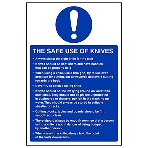 Schild mit Aufschrift "VSafety "The Safe Use Of Messer", Hochformat, 3 Stück, 200mm x 300mm, 3 von V Safety
