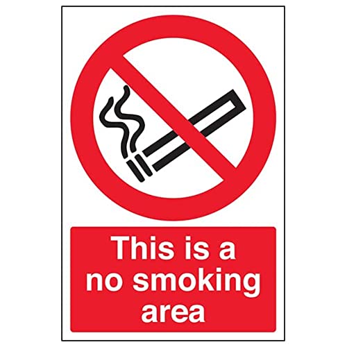 Sicherheitsschild mit Aufschrift "Prohibition No Smoking - This Is A No Smoking Area", 200 x 300 mm, wiederklebbar von VSafety