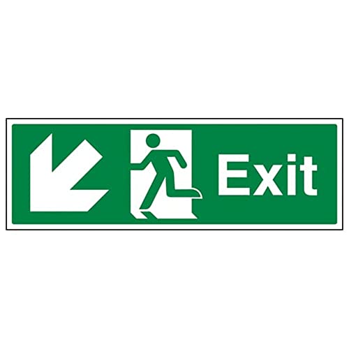 Sicherheitsschild mit Aufschrift "Safe Condition Exit - Exit Arrow Down Left", 300 x 100 mm von V Safety