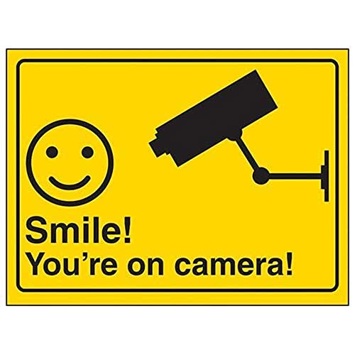 V Safety 6E067BA-RY Kamera Schild mit der Aufschrift You're on Camera, 300 mm x 200 mm, starrer Kunststoff, Schwarz, 300mm x 200mm von V Safety