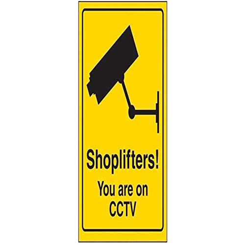 V Safety 6E071AU-RY Shoplifters You Are on CCTV Schild – 200 mm x 300 mm – starrer Kunststoff, Schwarz, 200mm x 300mm von V Safety