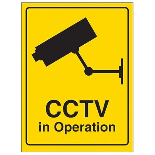 V Safety 6E072AG-RY Kamera Schild mit CCTV Camera in Operation, 100 mm x 150 mm, starrer Kunststoff, Schwarz, 100mm x 150mm von V Safety