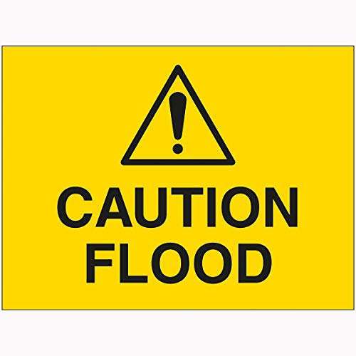 V Safety 7A126BR-RY VSafety Caution Flood Sign 600 mm x 450 mm – 2 mm Hartplastik, gelb, 600 x 450 mm von VSafety