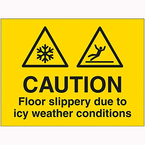 V Safety 7A127BR-RY VSafety Caution Floor Slippery Due to ICY Weather Conditions Sign 600 mm x 450 mm – 2 mm Hartplastik, gelb von V Safety