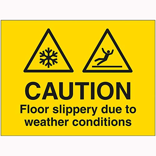 V Safety 7A128BR-RY VSafety Caution Floor Slippery Due to Weather Conditions Sign 600 mm x 450 mm – 2 mm Hartplastik, gelb von V Safety