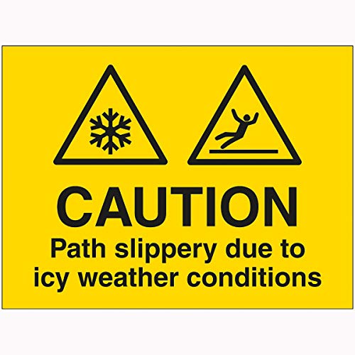 V Safety 7A132BR-RY VSafety Caution Path Slippery Due to ICY Weather Conditions Sign 600 mm x 450 mm – 2 mm Hartplastik, gelb von V Safety