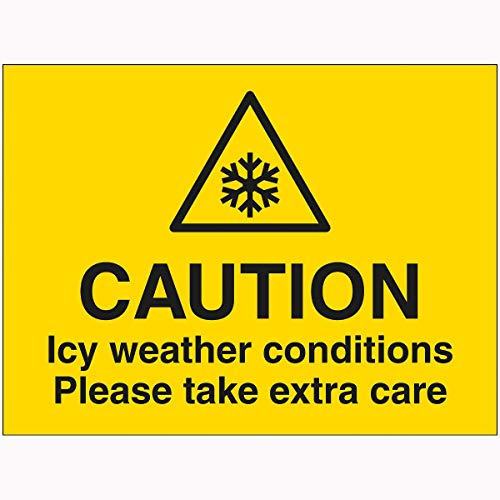 V Safety 7A137BR-RY VSafety Caution ICY Weather Conditions Please Take Extra Care Sign 600 mm x 450 mm – 2 mm Hartplastik, gelb von V Safety