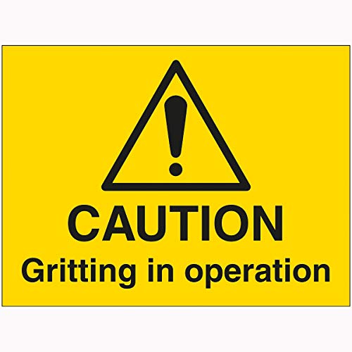 V Safety 7A140BR-RY VSafety Warning Caution Gritting In Operation Sign 600 mm x 450 mm – 2 mm Hartplastik, gelb von V Safety