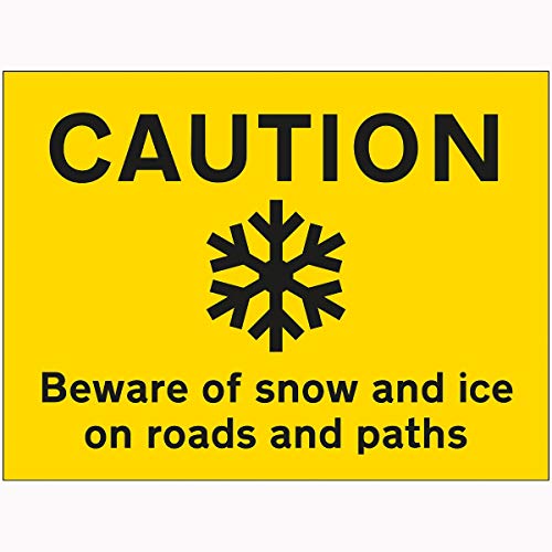 V Safety 7A143BR-RY VSafety Caution Slippery Surface Beware of Snow Ice On Roads and Paths Sign 600 mm x 450 mm – 2 mm Hartplastik, gelb von V Safety