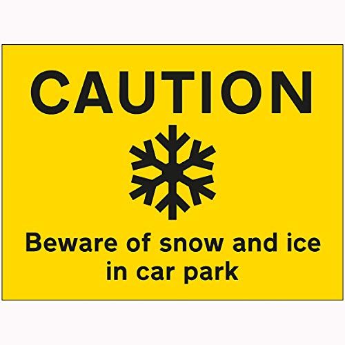 V Safety 7A145BR-RY VSafety Caution Beware of Snow and Ice In Car Park Sign 600 mm x 450 mm – 2 mm Hartplastik, gelb von V Safety