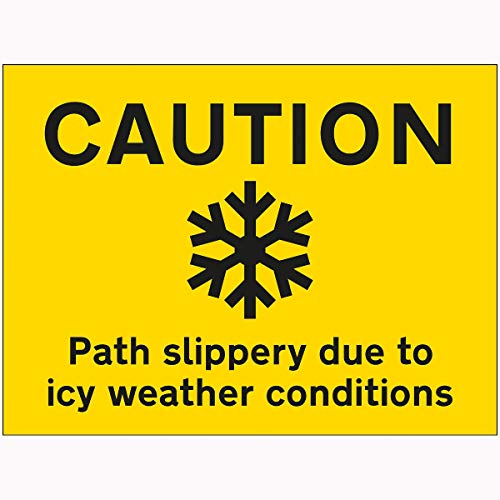 V Safety 7A146BR-RY VSafety Caution Path Slippery Due to ICY Weather Conditions Sign 600 mm x 450 mm – 2 mm Hartplastik, gelb von V Safety