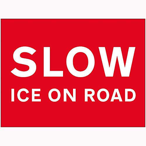 V Safety 7A169BR-RR VSafety Slow Ice On Road Sign 600 mm x 450 mm – 2 mm Hartplastik, rot von V Safety