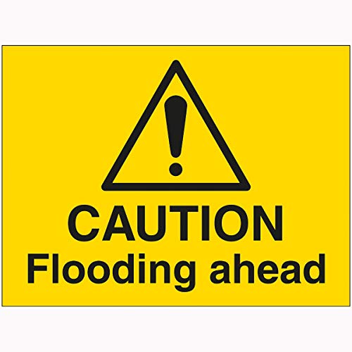 V Safety 7A172BR-RY VSafety Caution Flooding Ahead Sign 600 mm x 450 mm – 2 mm Hartplastik, gelb von V Safety