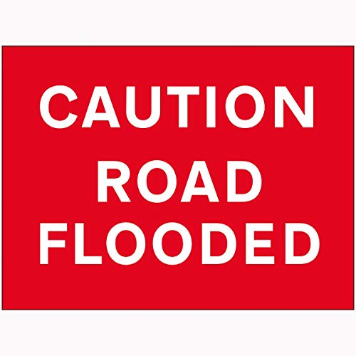 V Safety 7A175BR-RR VSafety Caution Road Flooded Sign 600 mm x 450 mm – 2 mm Hartplastik, rot von V Safety