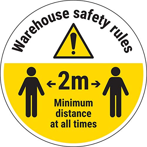 V Safety CV006BB-FS Vsafety Warehouse Rules – halten Sie 2 m Abstand 300 mm x 300 mm – selbstklebender Bodenaufkleber von V Safety