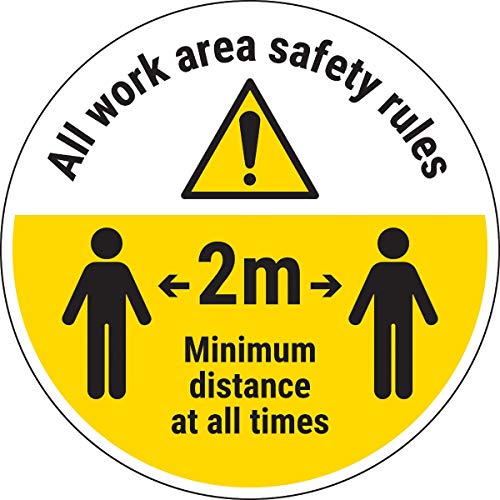 V Safety CV007BB-FS Vsafety Work Area Rules - Keep 2m Distance Selbstklebender Bodenaufkleber, 300 mm x 300 mm, 300mm x 300mm von V Safety