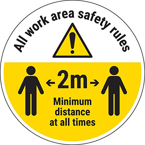 V Safety CV007BB-FS Vsafety Work Area Rules - Keep 2m Distance Selbstklebender Bodenaufkleber, 300 mm x 300 mm, 300mm x 300mm von VSafety